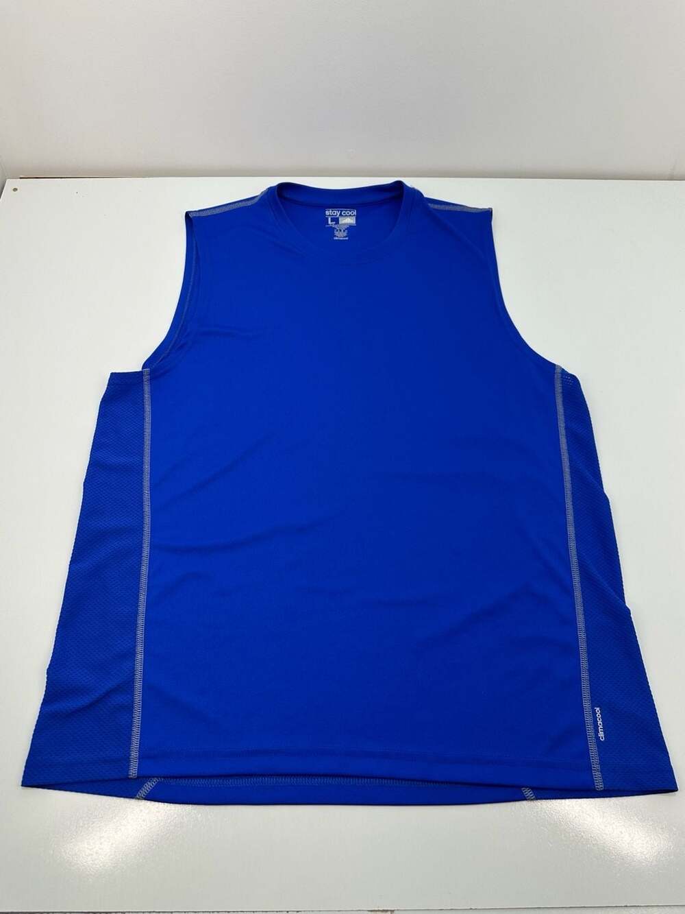 D132 Adidas Stay Cool ClimaCool Mesh Sleeveless Tank Top Blue Size L